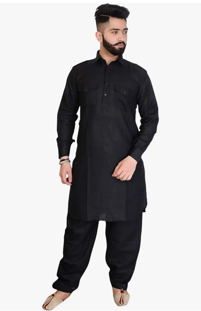 BLACK PATHANI KURTA